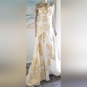 ●$5,900 RUBIN SINGER WHITE GOLD SILK LINED DRESS GOWN  2